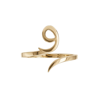 Letter Waw wrap ring in solid 18k yellow gold — خاتم حرف الواو