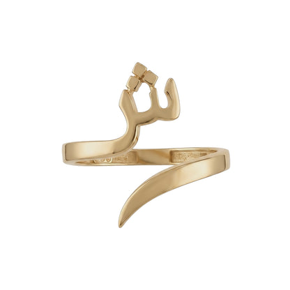 Letter Sheen wrap ring in solid 18k yellow gold — خاتم حرف الشين