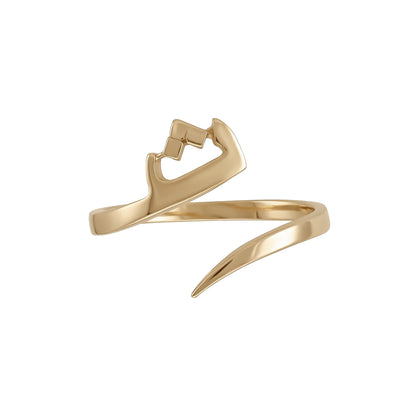 Letter Thaa wrap ring in solid 18k yellow gold — خاتم حرف الثاء