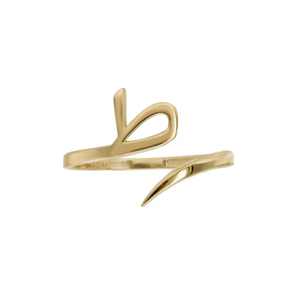 Letter Tah wrap ring in solid 18k yellow gold — خاتم حرف الطاء