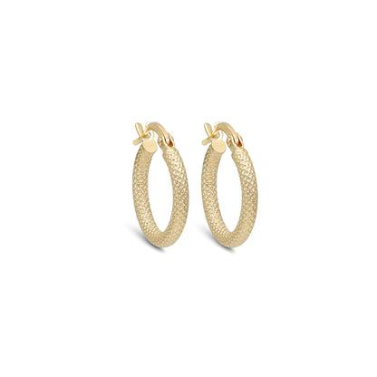 Round Textured Tube Earrings - 18k Yellow Gold from Jamal Al Muhra