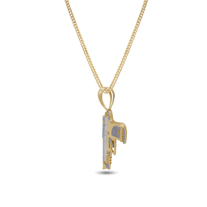 🔫 18k Gold Two-Tone Pistol Pendant Necklace | Bold Statement Piece | Jamal Al Muhra