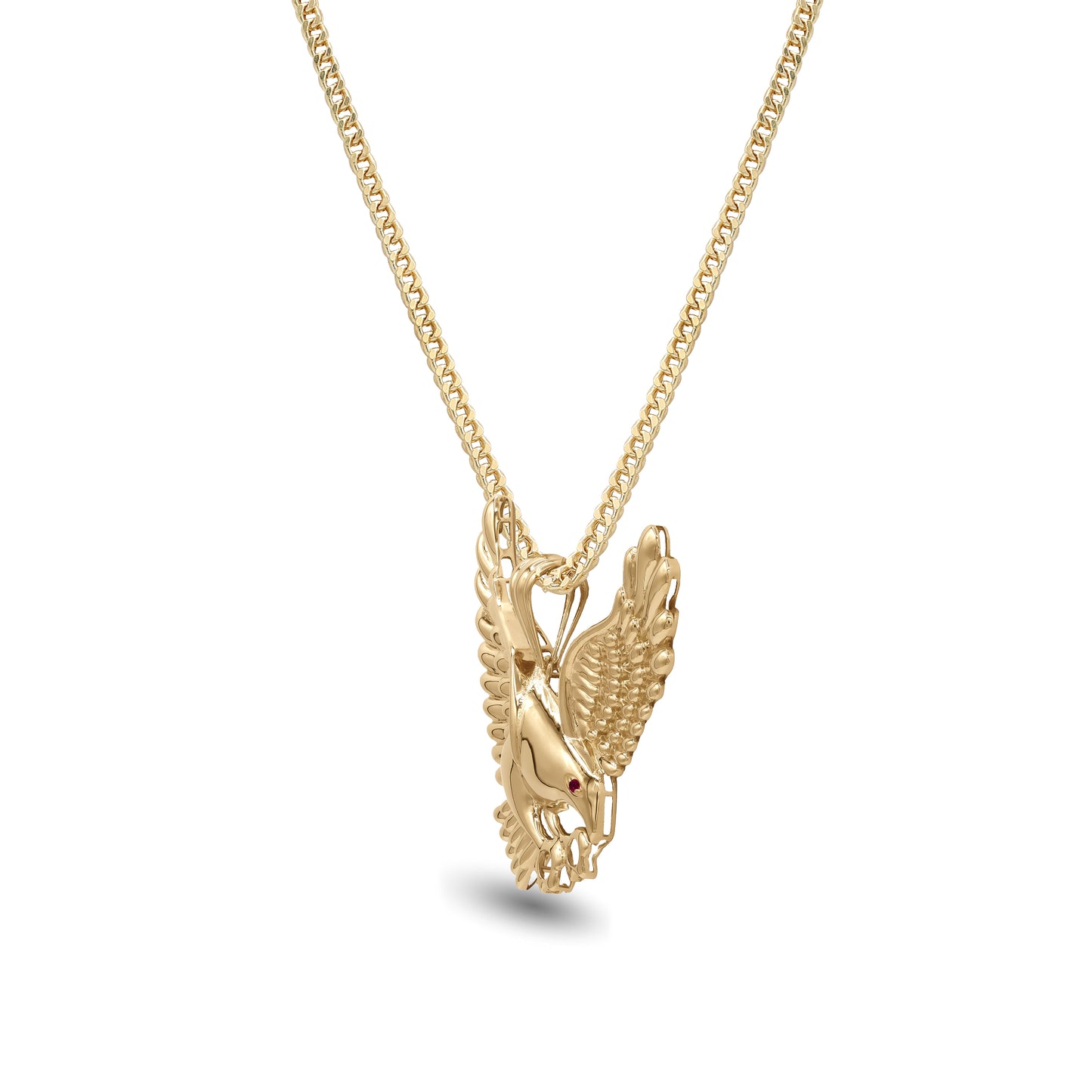 18k Gold Eagle Pendant Necklace | Majestic Spread Wings Design | Jamal Al Muhra