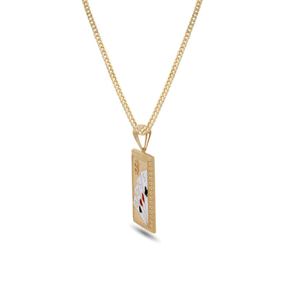 18k Gold “BOSS” Cards Pendant Necklace | Luxury Enamel Design | Jamal Al Muhra