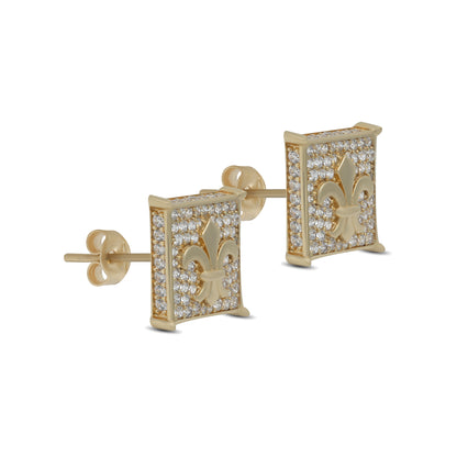 Fleur De Lis Stud Earrings - 18k Yellow Gold from Jamal Al Muhra