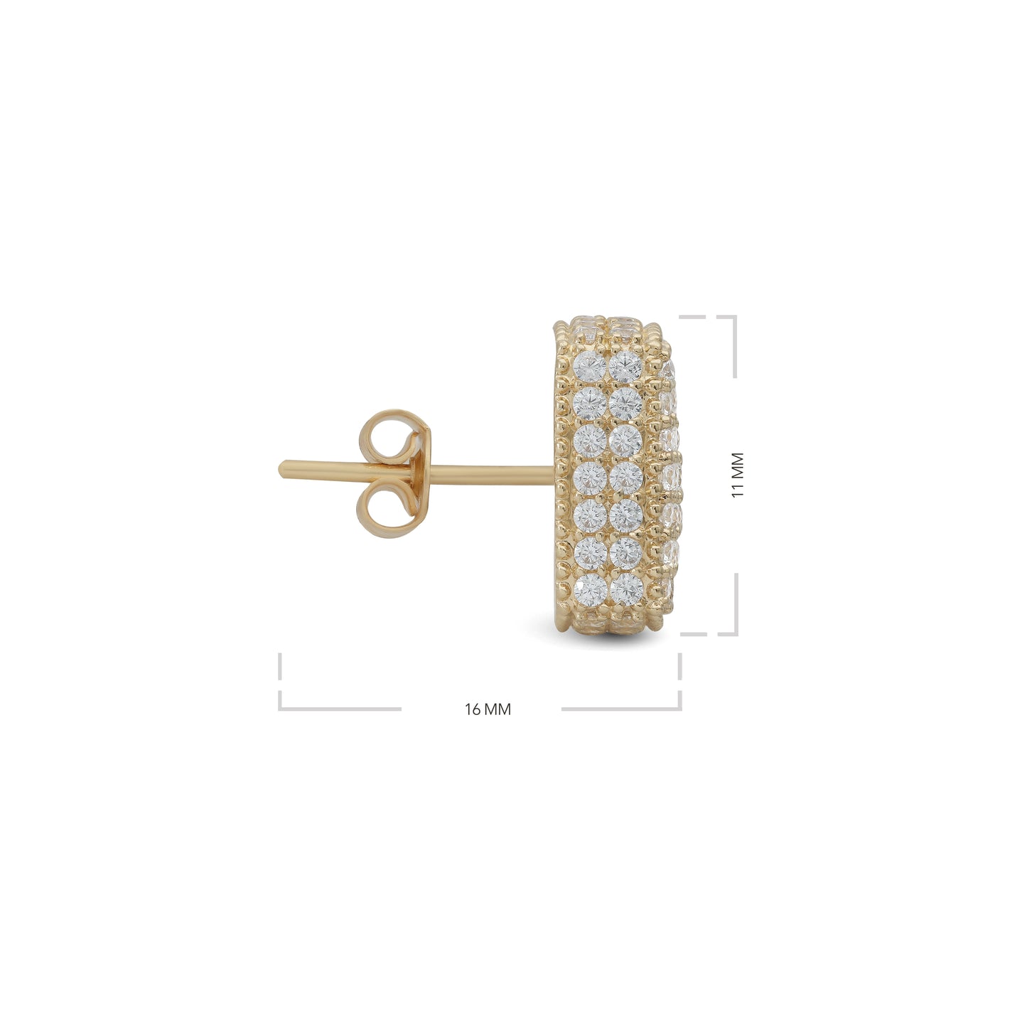 Iced Cube Stud Earrings - 18k Yellow Gold from Jamal Al Muhra