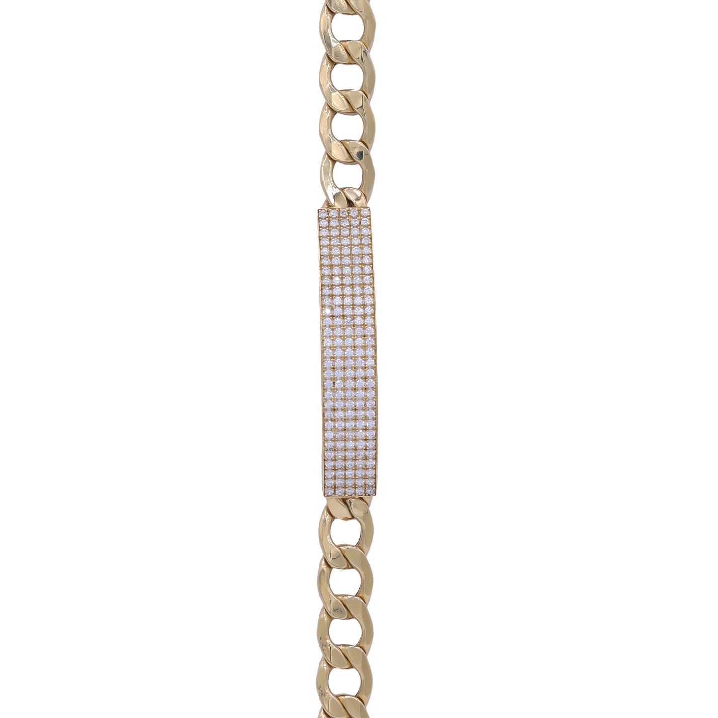 Cuban Link Pave Bar Bracelet – 18k Yellow Gold | Jamal Al Muhra