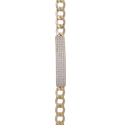 Cuban Link Pave Bar Bracelet – 18k Yellow Gold | Jamal Al Muhra