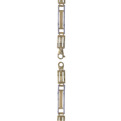 18k Yellow & White Gold Rectangular Link Bracelet | Jamal Al Muhra