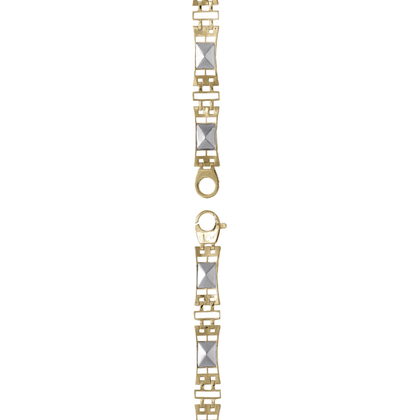 18k Yellow & White Gold Pyramid Link Bracelet | Jamal Al Muhra
