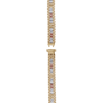 18k Yellow Gold Tri-Color Block Link Bracelet | Jamal Al Muhra