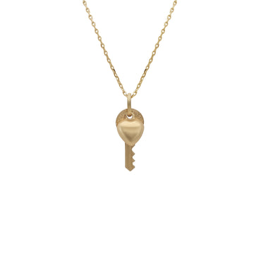 Heart and Key Pendant - 18k Yellow Gold from Jamal Al Muhra