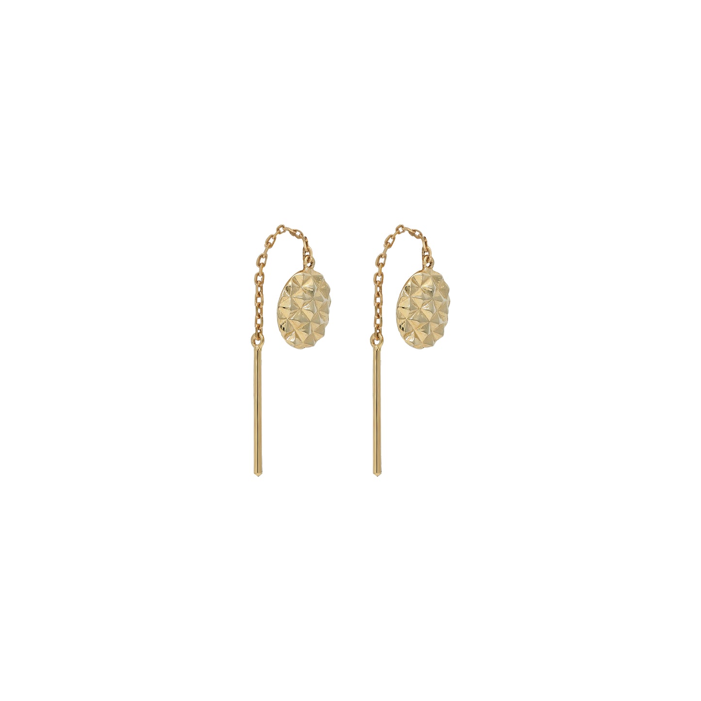 Round Designed Cut Tiktok Earrings - 18k Yellow Gold from Jamal Al Muhra