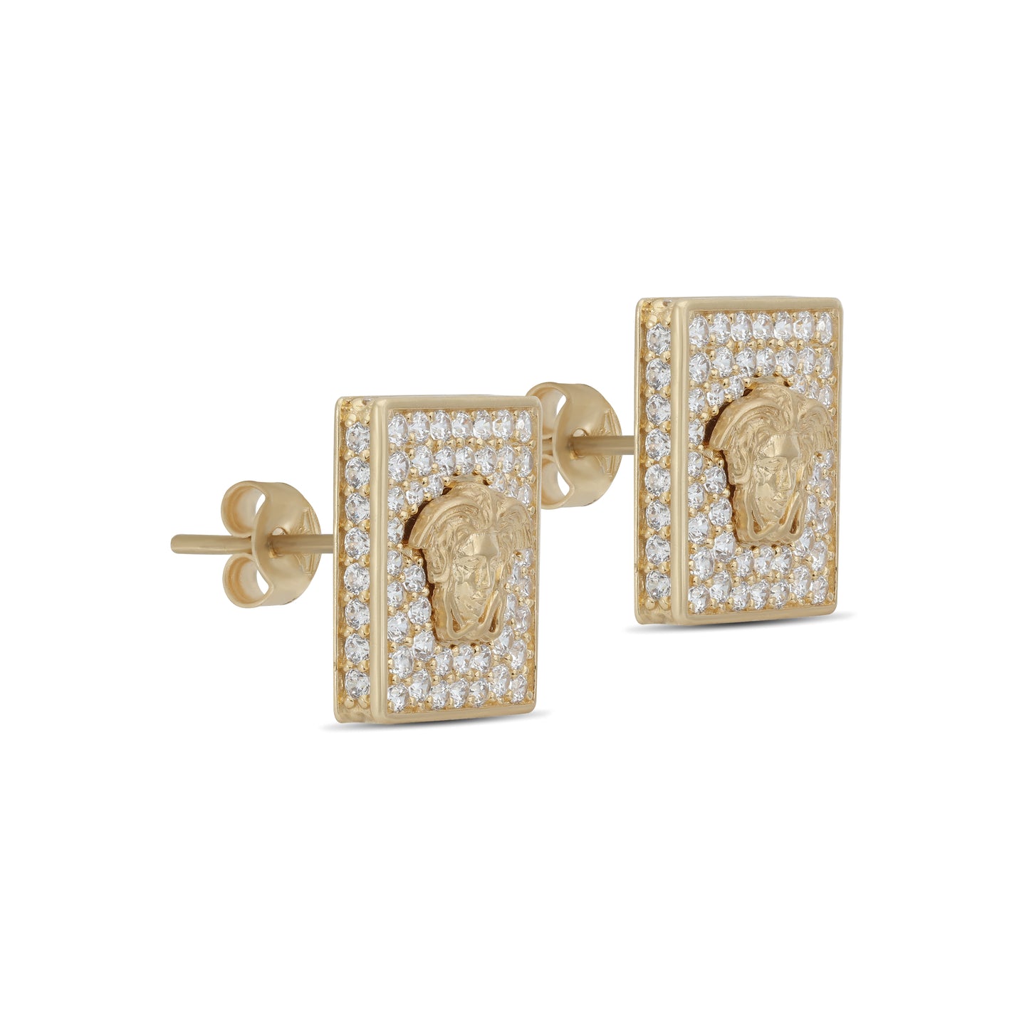 Medusa Stud Earrings (Rectangle) - 18k Yellow Gold from Jamal Al Muhra