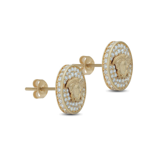 Medusa Stud Earrings (Oval) - 18k Yellow Gold from Jamal Al Muhra