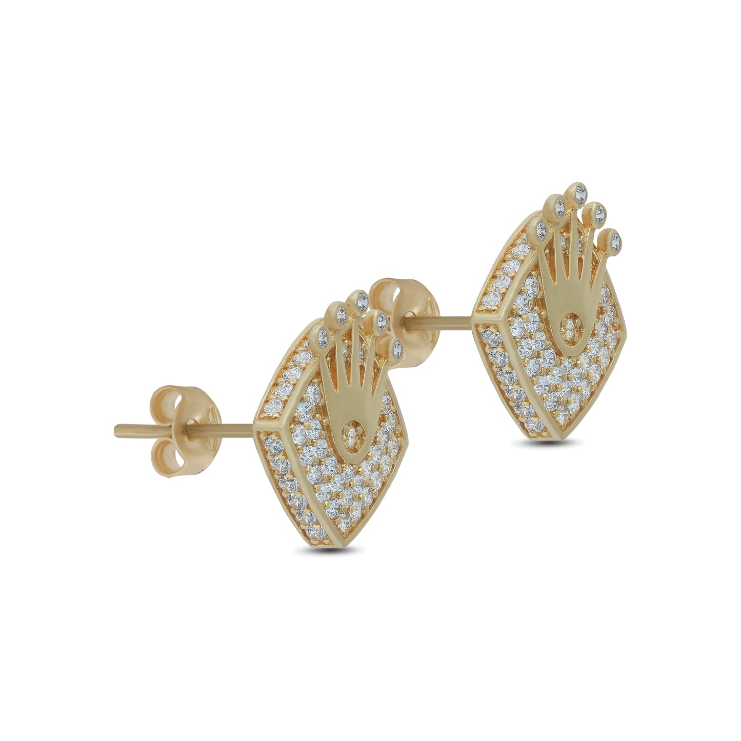 Crown Stud Earrings (Diagonal) - 18k Yellow Gold from Jamal Al Muhra