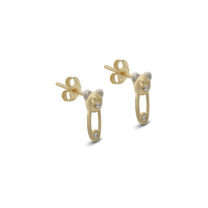 Bear Pin Stud Earrings - 18k Yellow Gold from Jamal Al Muhra