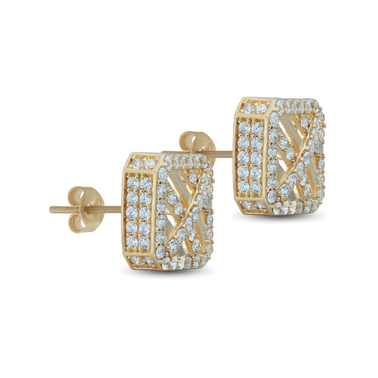 Dome Clustered Square Stud Earrings - 18k Yellow Gold from Jamal Al Muhra