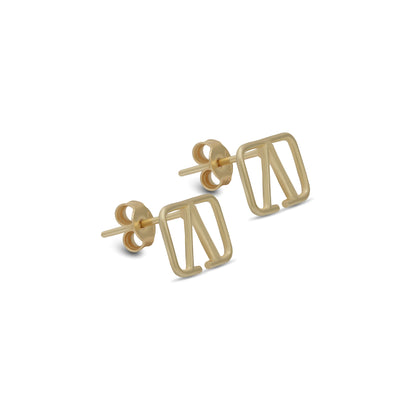 V- Logo Stud Earrings - 18k Yellow Gold from Jamal Al Muhra