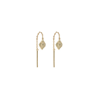 Diagonal Designed Cut Tiktok Earrings - 18k Yellow Gold from Jamal Al Muhra