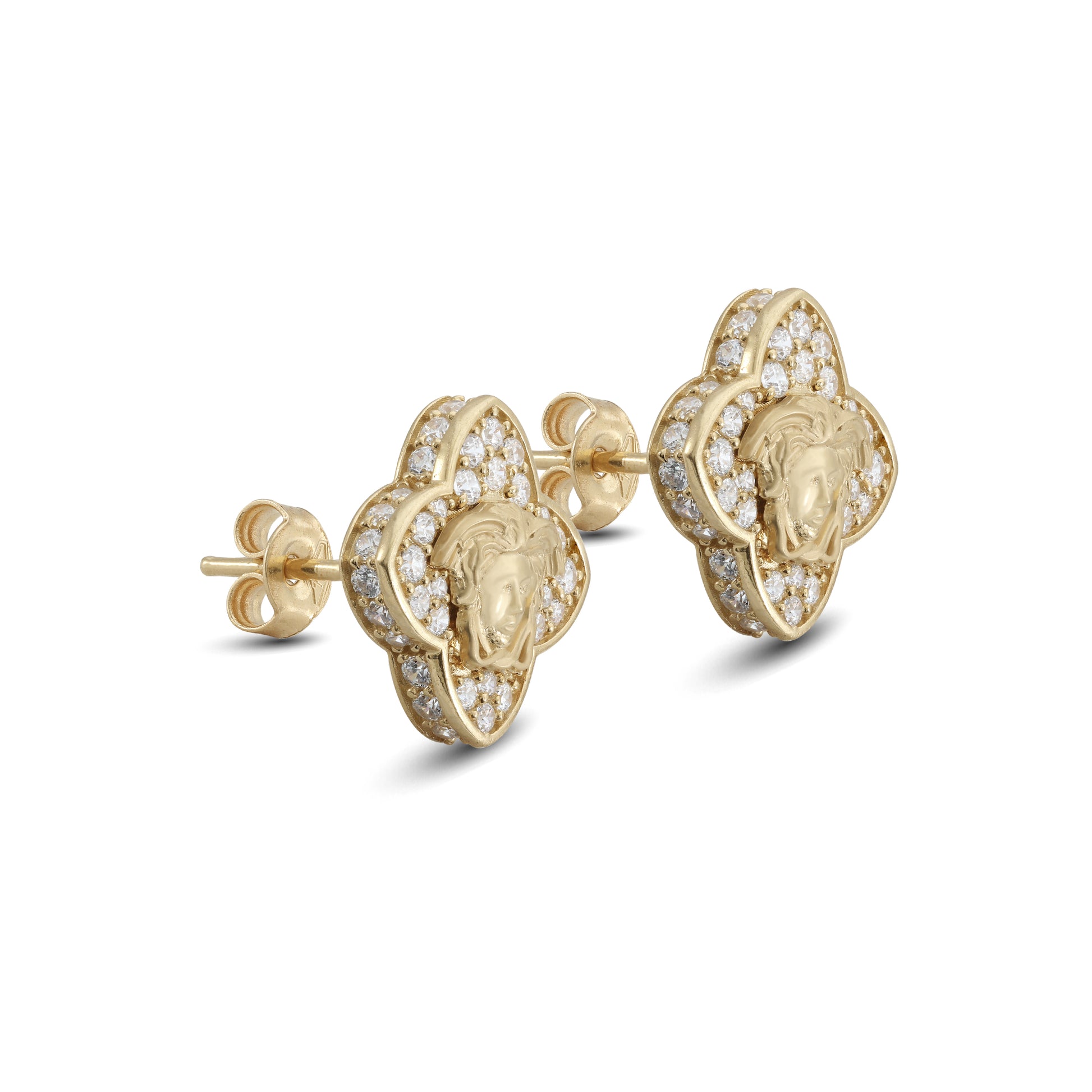 Jamal Al Muhra 18k Gold 4-Leaf Stud Earrings