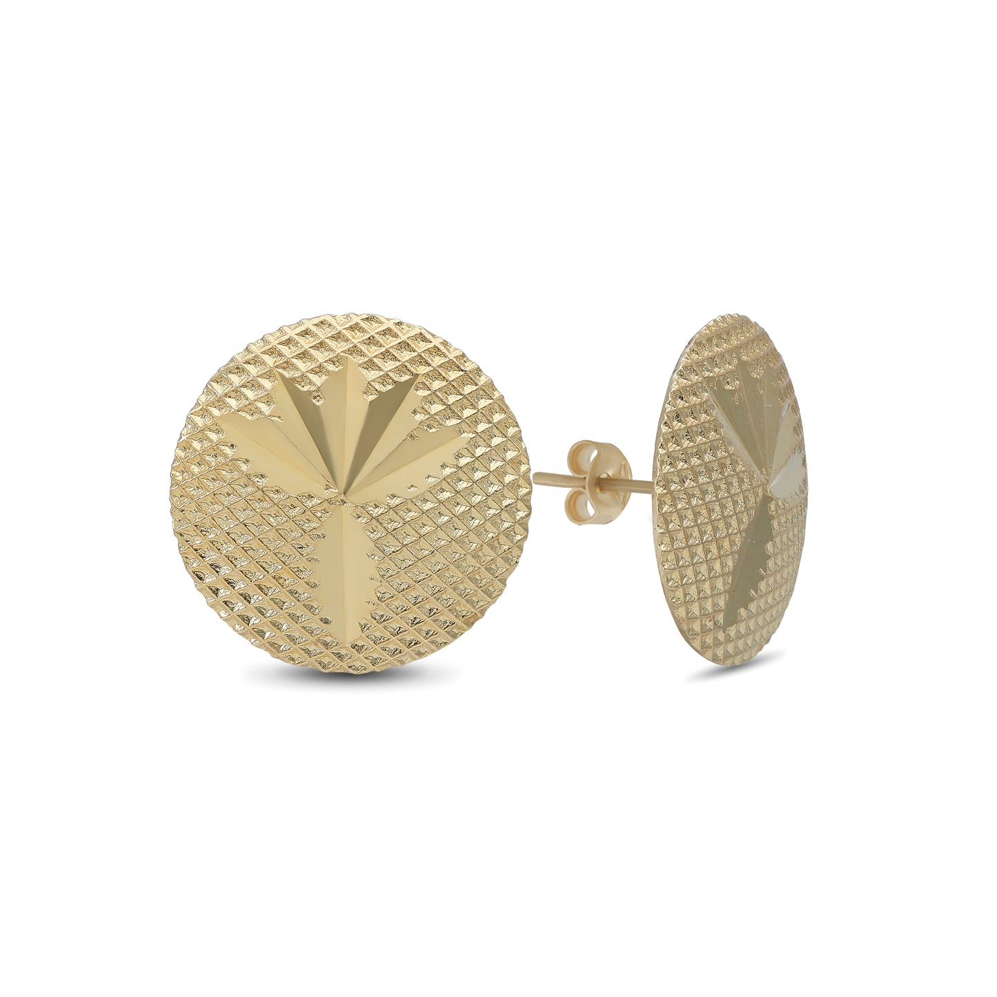 Vintage Round Stud Earrings - 18k Yellow Gold from Jamal Al Muhra