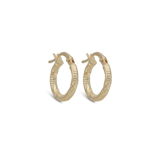 Twisted Chunky Designed Cut Tube Earrings - 18k Yellow Gold from Jamal Al Muhra