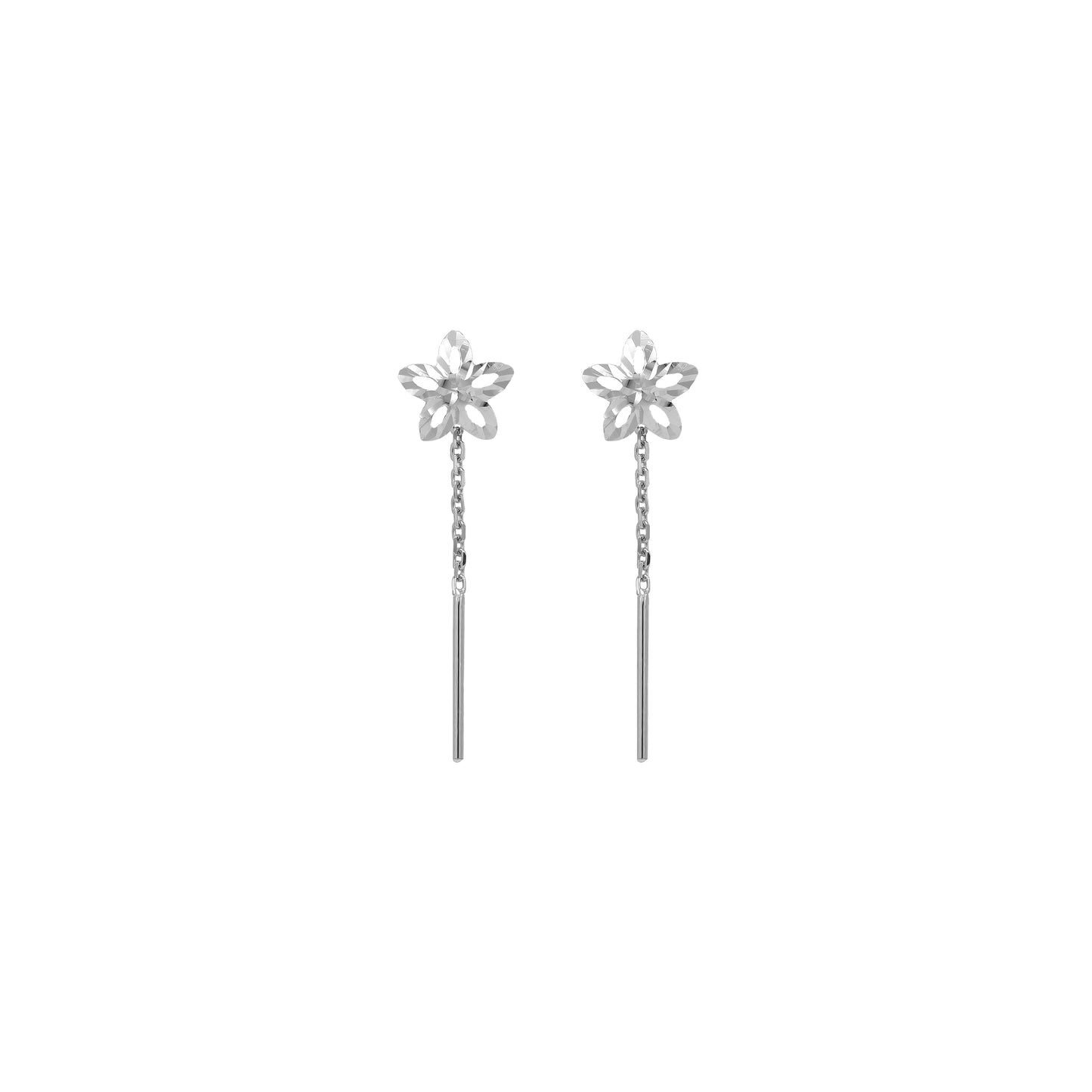 Star Designed Cut Tiktok Earrings - 18k White Gold from Jamal Al Muhra