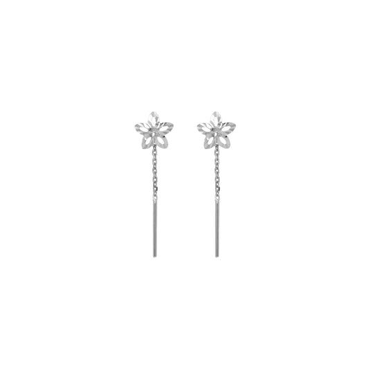 Star Designed Cut Tiktok Earrings - 18k White Gold from Jamal Al Muhra