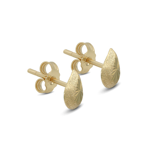 Raindrop Design Stud Earrings - 18k Yellow Gold from Jamal Al Muhra