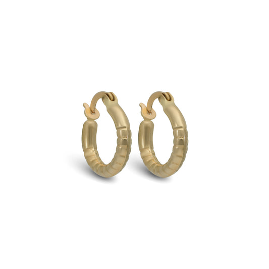 Chunky Rounded Cut Tube Earrings - 18k Yellow Gold from Jamal Al Muhra