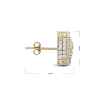 Dome Clustered Square Stud Earrings - 18k Yellow Gold from Jamal Al Muhra