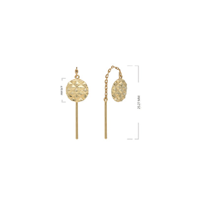 Round Designed Cut Tiktok Earrings - 18k Yellow Gold from Jamal Al Muhra