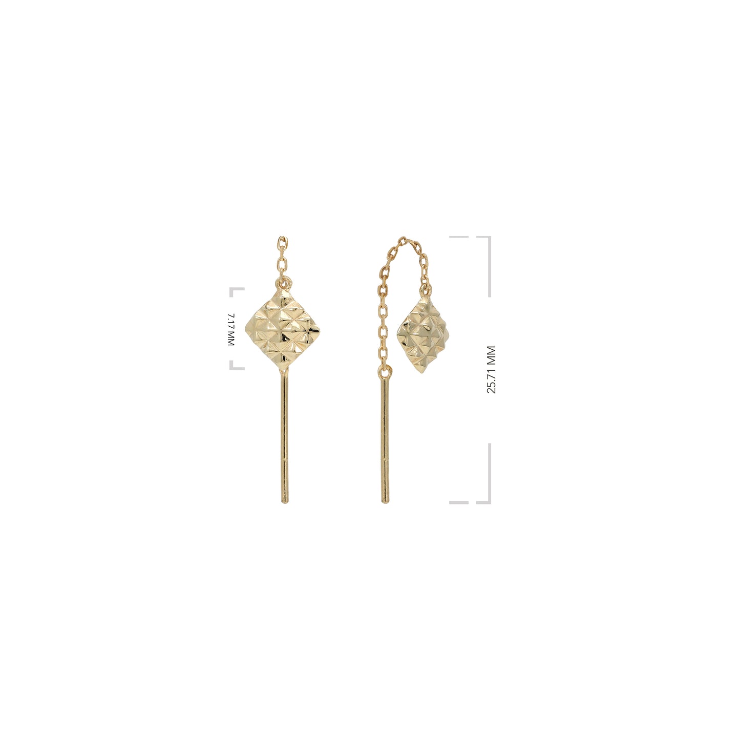 Diagonal Designed Cut Tiktok Earrings - 18k Yellow Gold from Jamal Al Muhra